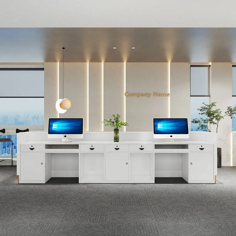 Large Reception Desk Minimalist Wood Office Furniture Customizable Commercial Furniture Salon Desk Front Desk Reception Small — image 6