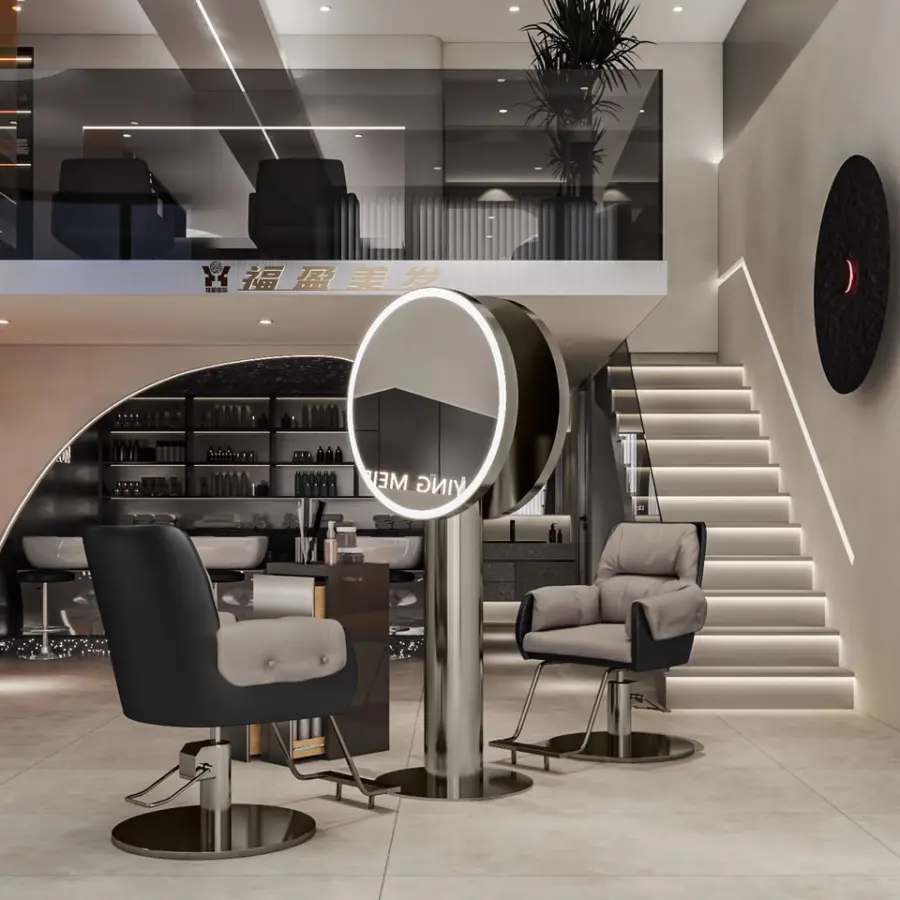 Hairdressing Salon Furniture Hair Cutting Floor Mirror Barber Shop Single and Double Sides Mirror Station for Dyeing — image 4