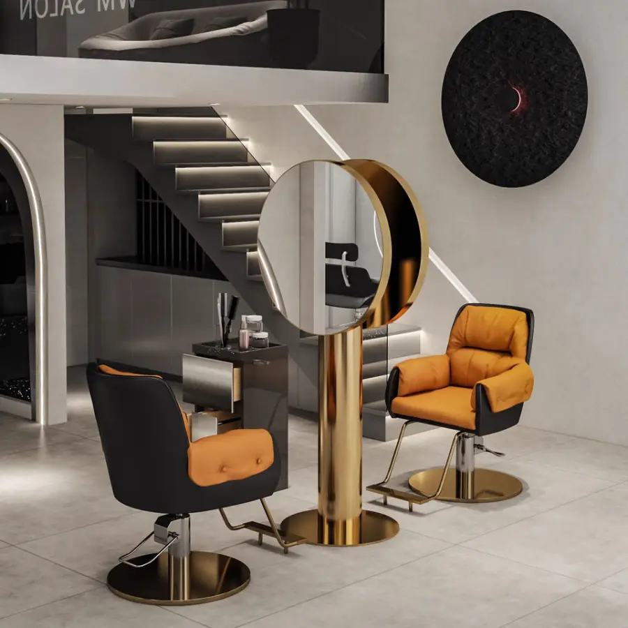 Hairdressing Salon Furniture Hair Cutting Floor Mirror Barber Shop Single and Double Sides Mirror Station for Dyeing — image 5