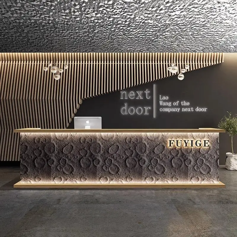 Reception Counter Beauty Salon Barber Store Cashier Front Desk Checkout Counter Simple Modern Hotel Small Bar Minimalist — view 1