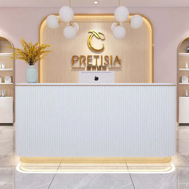 Factory Direct Salon Shop Cashier Simple Small Counter Custom Light Luxury Beauty Salon Front Desk Reception Modern — view 1