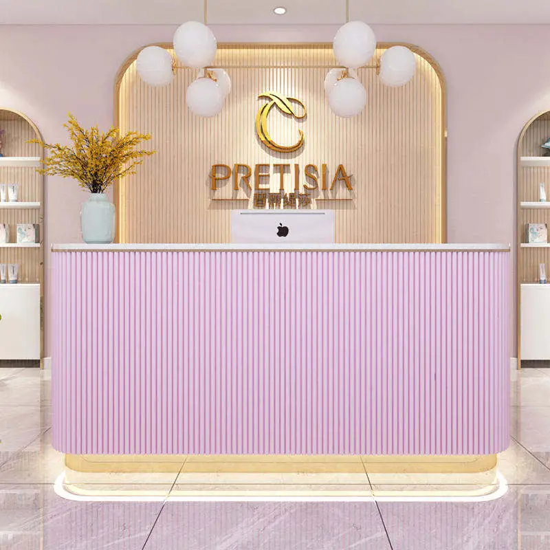 Factory Direct Salon Shop Cashier Simple Small Counter Custom Light Luxury Beauty Salon Front Desk Reception Modern — image 3