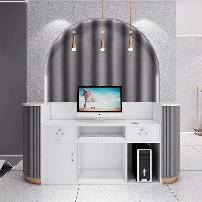 Factory Direct Salon Shop Cashier Simple Small Counter Custom Light Luxury Beauty Salon Front Desk Reception Modern — image 4
