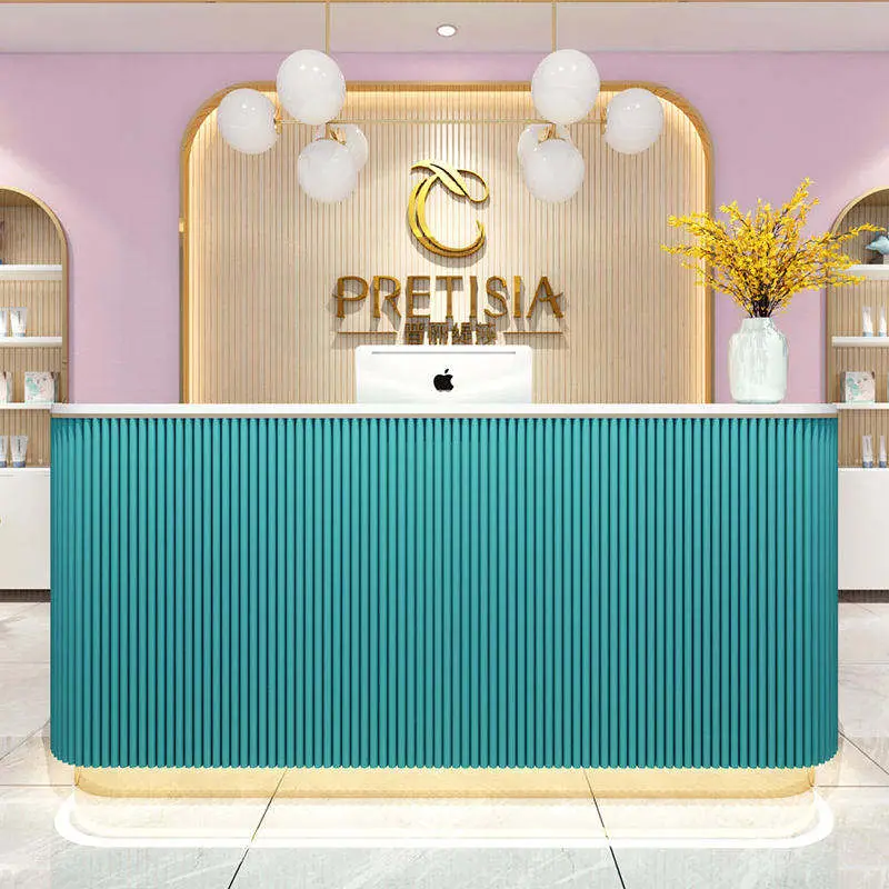 Factory Direct Salon Shop Cashier Simple Small Counter Custom Light Luxury Beauty Salon Front Desk Reception Modern — image 6