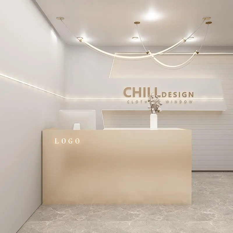 Factory Direct Modern Salon Reception Desk Gold Reception Desk Beauty Salon Front Desk Reception — image 3