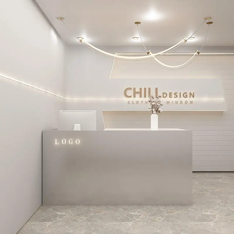 Factory Direct Modern Salon Reception Desk Gold Reception Desk Beauty Salon Front Desk Reception — image 4