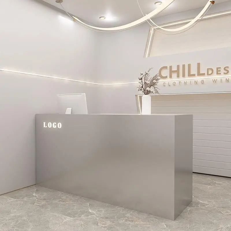 Factory Direct Modern Salon Reception Desk Gold Reception Desk Beauty Salon Front Desk Reception — image 5