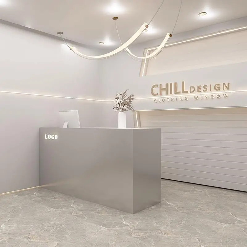 Factory Direct Modern Salon Reception Desk Gold Reception Desk Beauty Salon Front Desk Reception — image 6