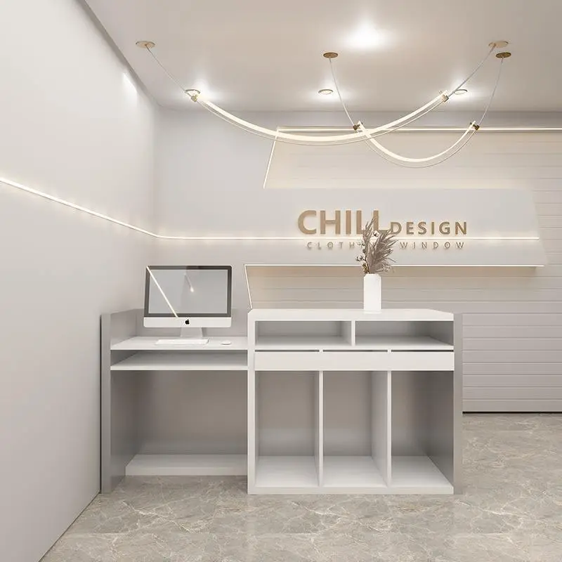 Factory Direct Modern Salon Reception Desk Gold Reception Desk Beauty Salon Front Desk Reception — image 7