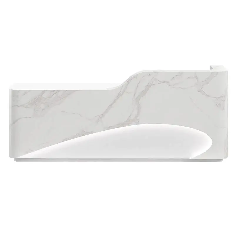 Factory Price Modern Minimalist White Long Front Counter Desk Luxury Hairdressing Reception Desk for Boutique — image 6