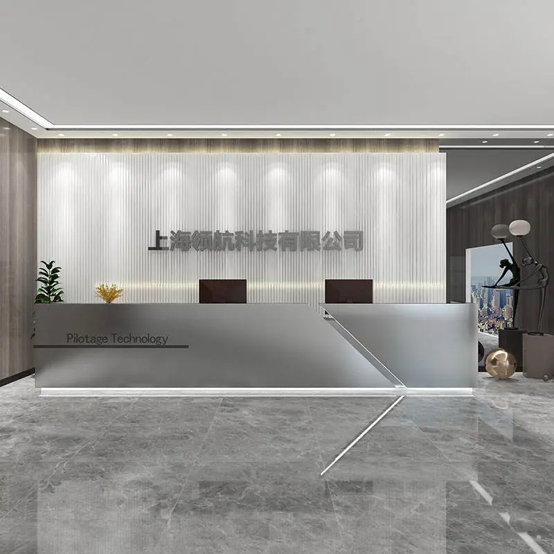 Modern Clinic Reception Counter Desk Luxury Stainless Steel Salon Beauty Barbershop Reception Desk for Sale with Led Lighting — image 6