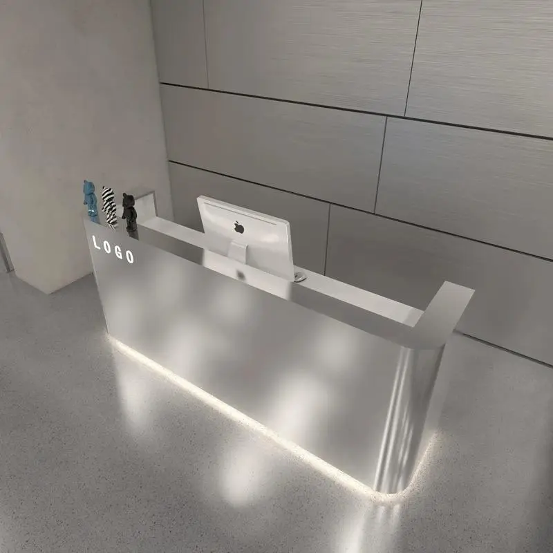 Simple Modern Clothing Store Checkout Stainless Steel bar Shop Small Beauty Salon Barber Shop Front Desk Reception Desk — view 3