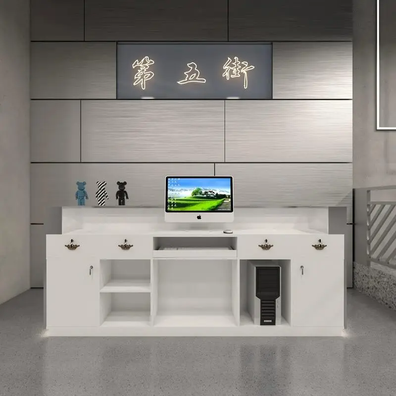 Simple Modern Clothing Store Checkout Stainless Steel bar Shop Small Beauty Salon Barber Shop Front Desk Reception Desk — view 4