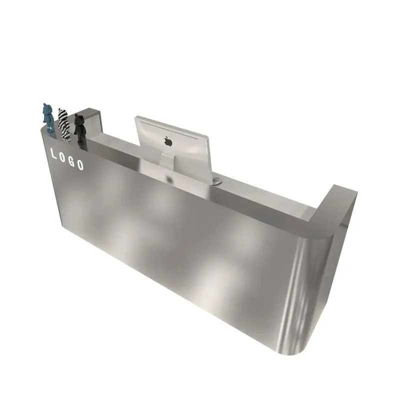 Simple Modern Clothing Store Checkout Stainless Steel bar Shop Small Beauty Salon Barber Shop Front Desk Reception Desk — view 5