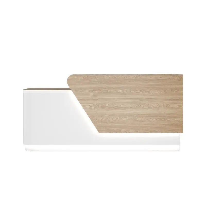 Beauty Salon Counter Front Desk White Office Reception Table Design Wood Factory Price Hotel Modern Office Furniture 40KG — image 6