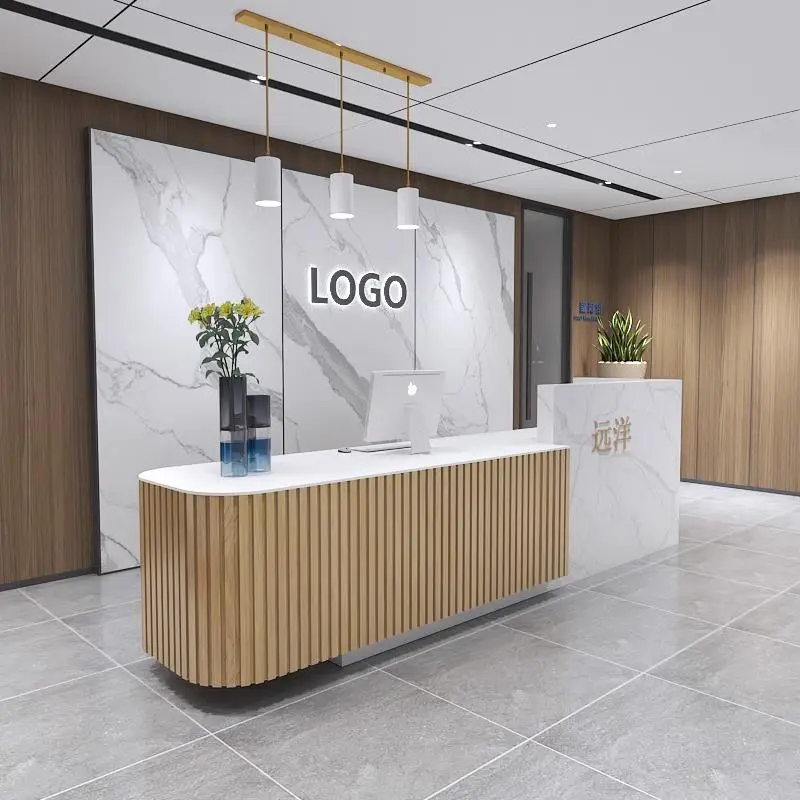 Factory Price Commercial Luxury Style Design Salon Reception Counter Front Desk Nail Lobby Reception Desk — view 1