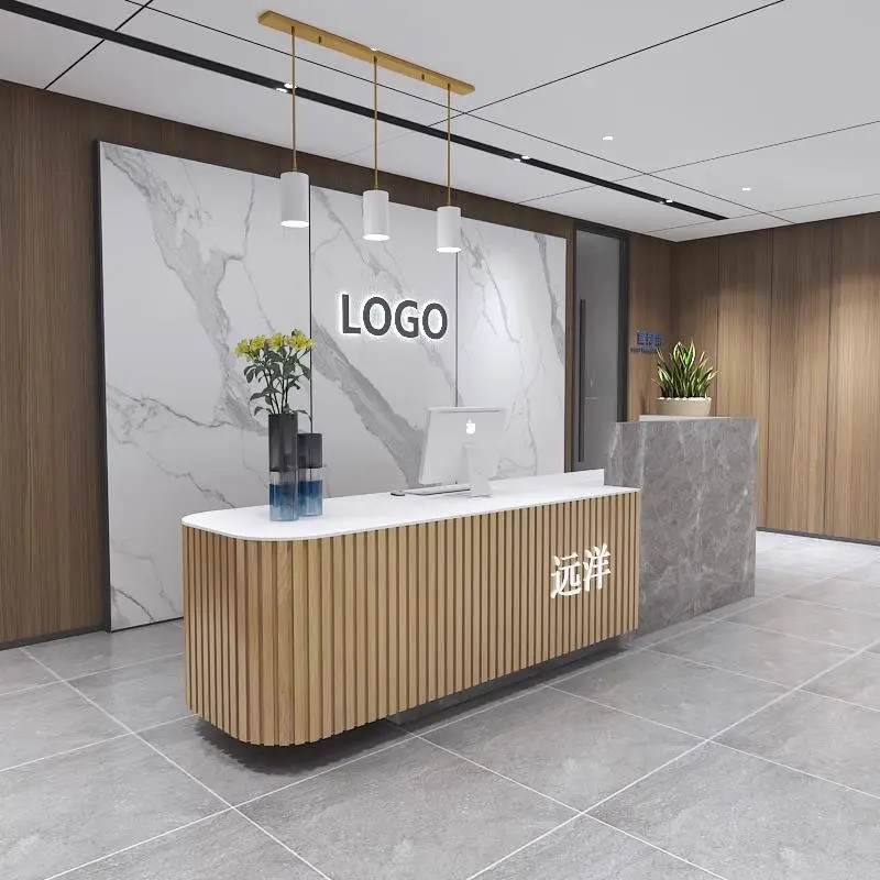 Factory Price Commercial Luxury Style Design Salon Reception Counter Front Desk Nail Lobby Reception Desk — image 3