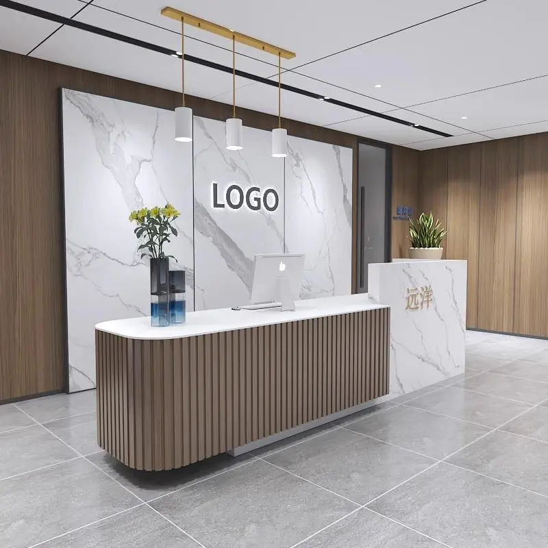 Factory Price Commercial Luxury Style Design Salon Reception Counter Front Desk Nail Lobby Reception Desk — image 4