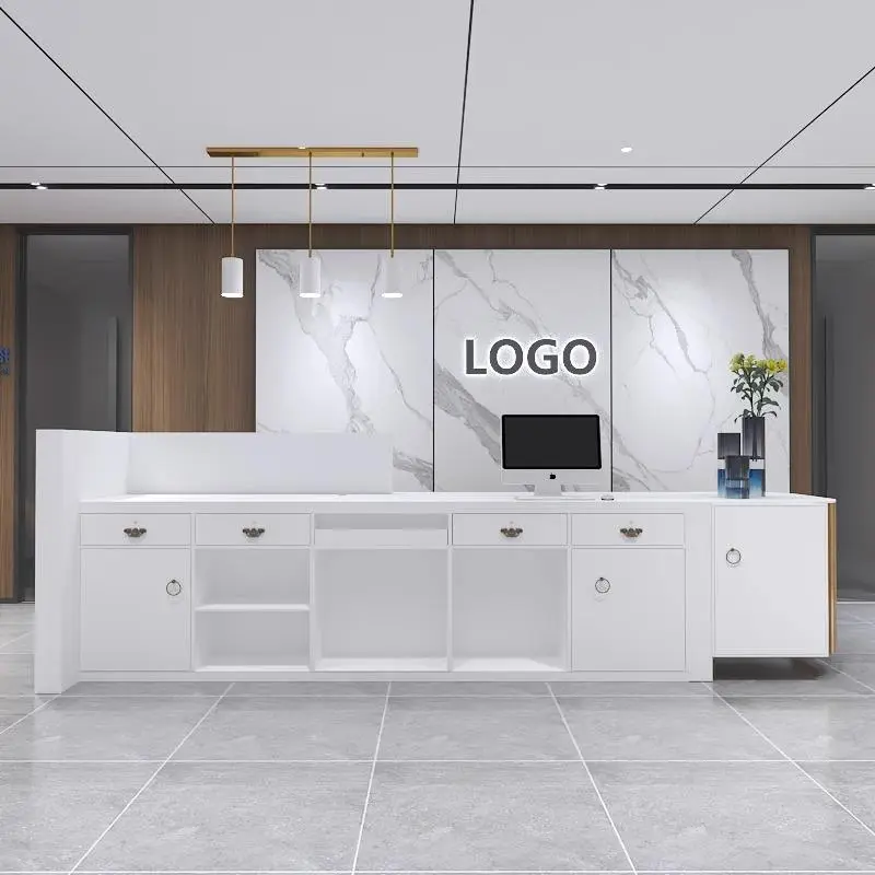 Factory Price Commercial Luxury Style Design Salon Reception Counter Front Desk Nail Lobby Reception Desk — image 5