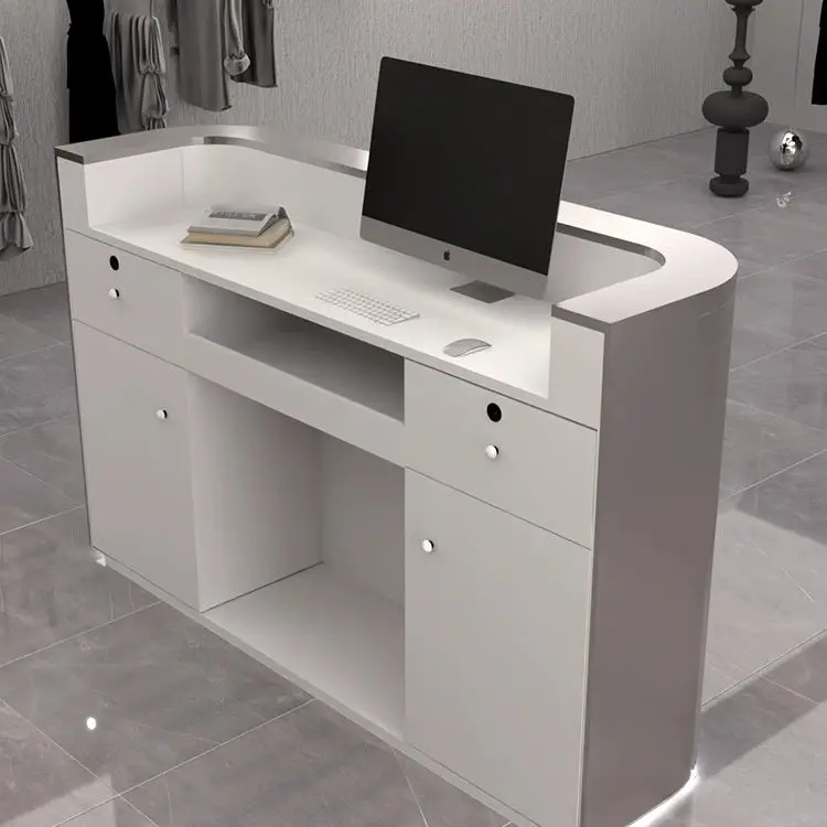 Custom Stainless Steel bar Shop Small Cash Register Reception Desk Simple Barbershop Beauty Salon Front Desk — view 2