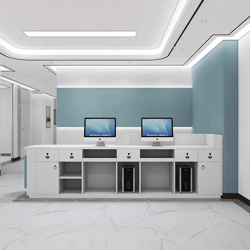 Beauty Salon Dentist Clinic Custom Size Front Desk Cash Register Physiotherapy Rehabilitation Center Reception Desk — image 6