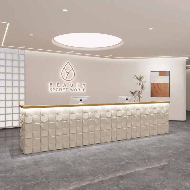 Most Popular Cash Register Counter Beauty Salon Reception Desk and Table Customizable Front Counter Desk for Spa — view 1