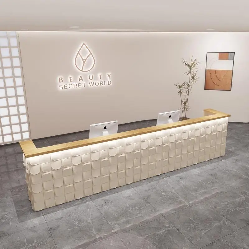 Most Popular Cash Register Counter Beauty Salon Reception Desk and Table Customizable Front Counter Desk for Spa — image 3