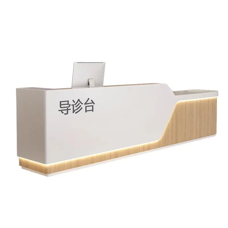 Light Luxury Solid Wooden Rehabilitation Center Reception Desk Hospital Front Counter Cash Register Reception Table for Salon — image 6
