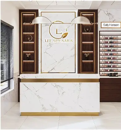 Wholesale Custom Reception Desk Beauty Salon Wooden Cash Register Front Desk Reception Counter for Salon or bar Use — view 1