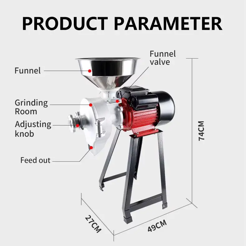 High Capacity Dry Wet Corn Wheat Rice Coffee Bean Grinding Machine Soyabean Mill Motor Dual Function Corn Flour Milling — view 5