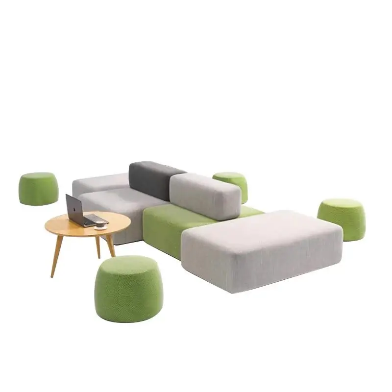 Commercial Hospital Leather Sectional Sofa Set-Modular Convertible Office Apartment Hotel Reception Furniture High-Density — image 5
