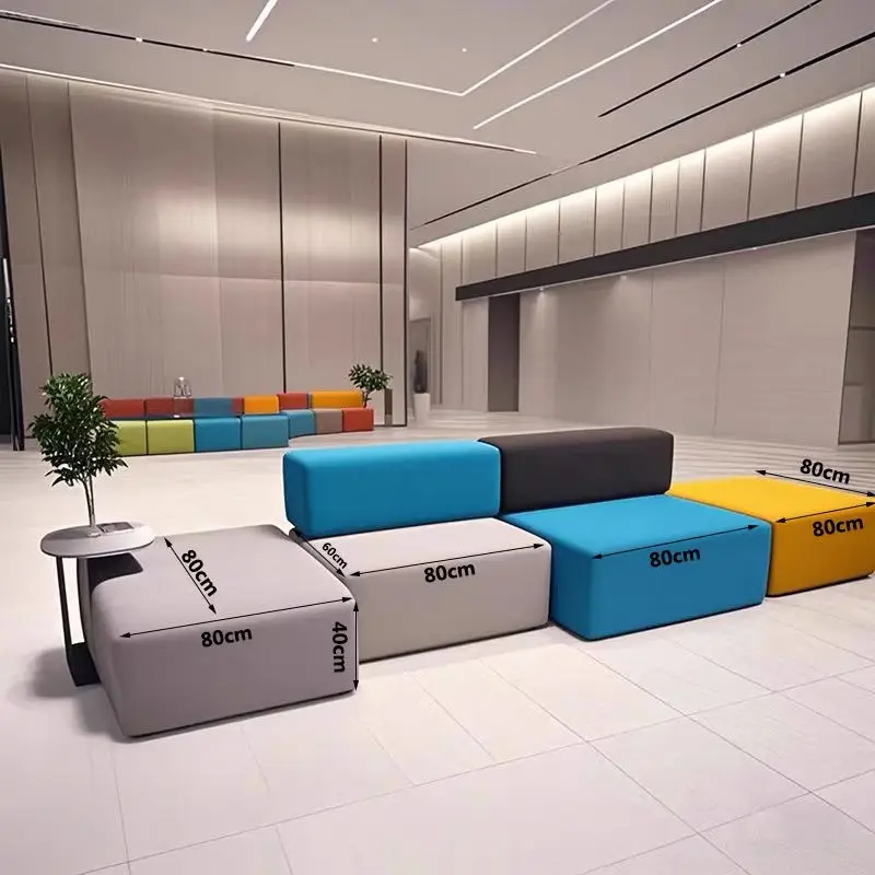 Commercial Hospital Leather Sectional Sofa Set-Modular Convertible Office Apartment Hotel Reception Furniture High-Density — image 6