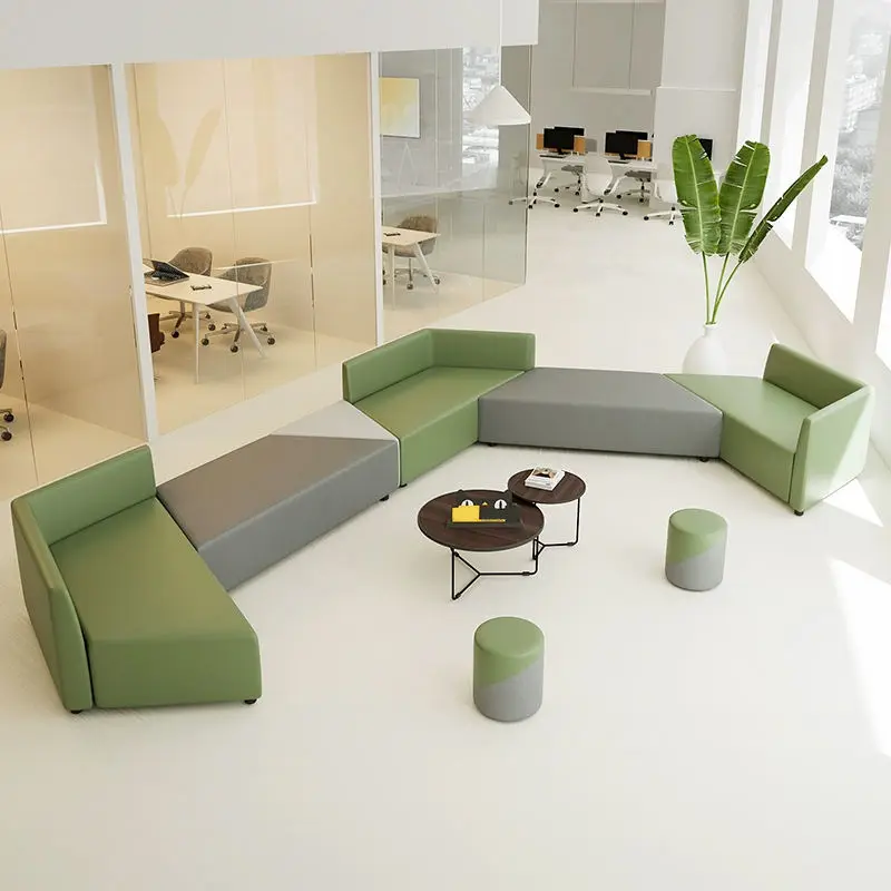 Luxury Leather Modern Modular Sectional Office Sofa Set with High-Density Sponge for Hospital Hotel Commercial Reception Areas — image 2
