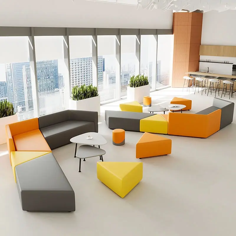Luxury Leather Modern Modular Sectional Office Sofa Set with High-Density Sponge for Hospital Hotel Commercial Reception Areas — image 3