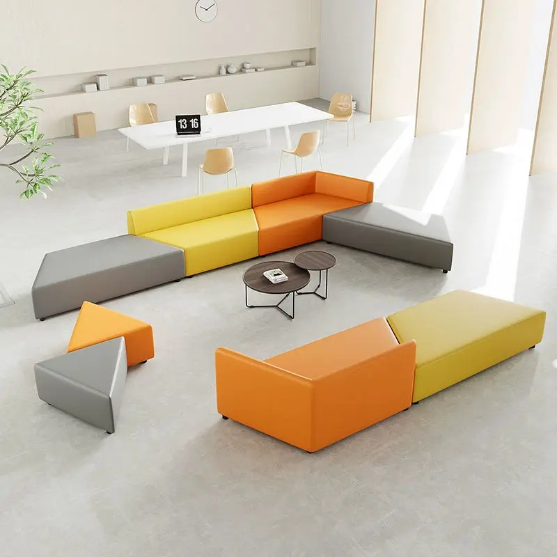 Luxury Leather Modern Modular Sectional Office Sofa Set with High-Density Sponge for Hospital Hotel Commercial Reception Areas — image 4