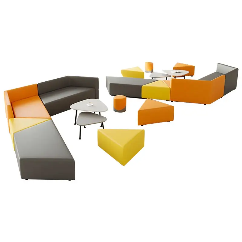 Luxury Leather Modern Modular Sectional Office Sofa Set with High-Density Sponge for Hospital Hotel Commercial Reception Areas — image 5