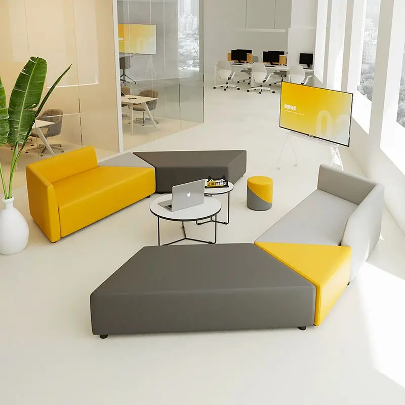 Luxury Leather Modern Modular Sectional Office Sofa Set with High-Density Sponge for Hospital Hotel Commercial Reception Areas — image 6