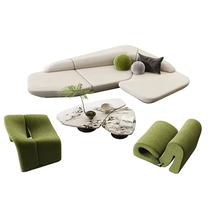 Commercial Hospital Leather Sectional Set-Modular Convertible Apartment Office Reception Furniture High-Density Sponge — image 2