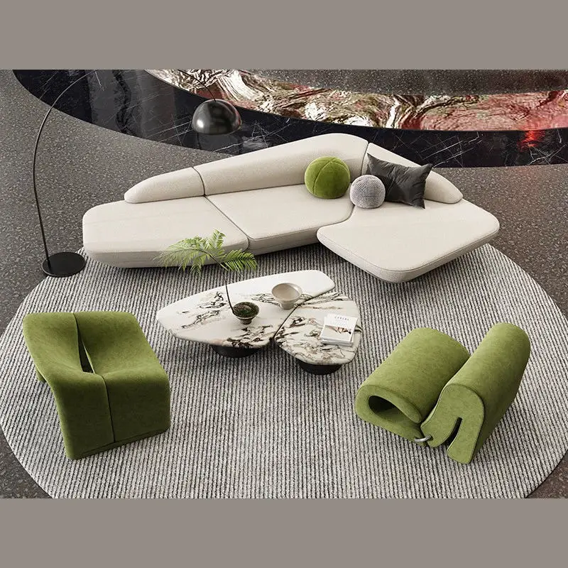Commercial Hospital Leather Sectional Set-Modular Convertible Apartment Office Reception Furniture High-Density Sponge — image 3