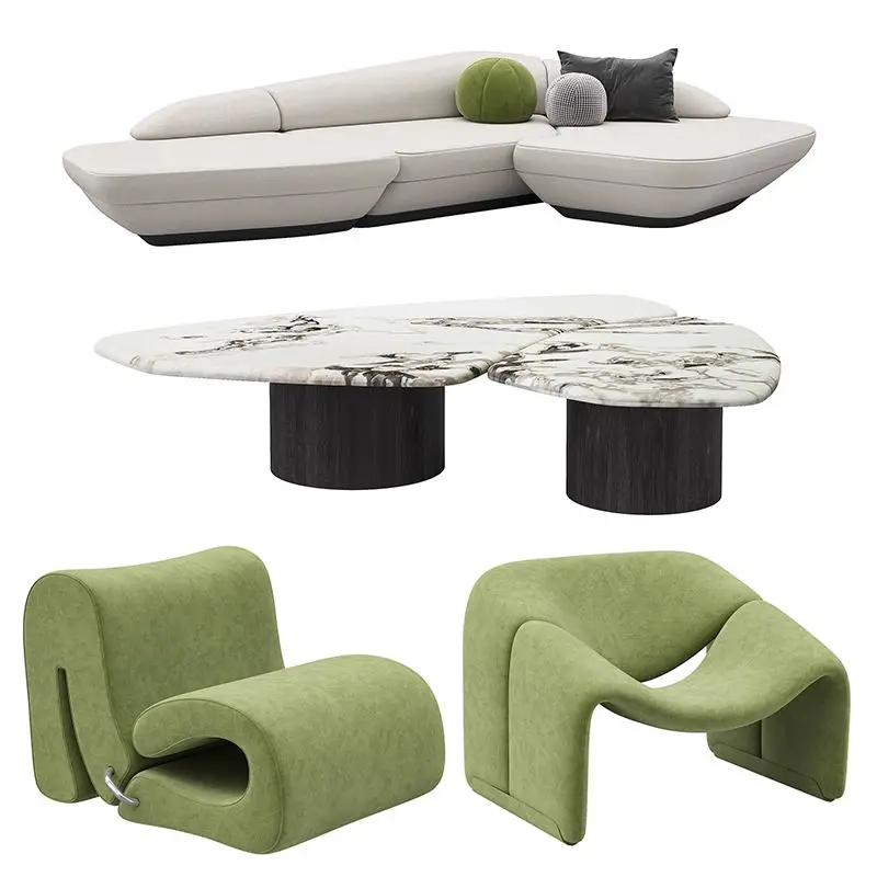 Commercial Hospital Leather Sectional Set-Modular Convertible Apartment Office Reception Furniture High-Density Sponge — image 6