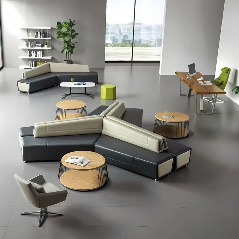 Luxury Leather Modern Modular Reception Sofa Set for Office Hotel Hospital Use Sectional Design with High-Density Sponge — view 1