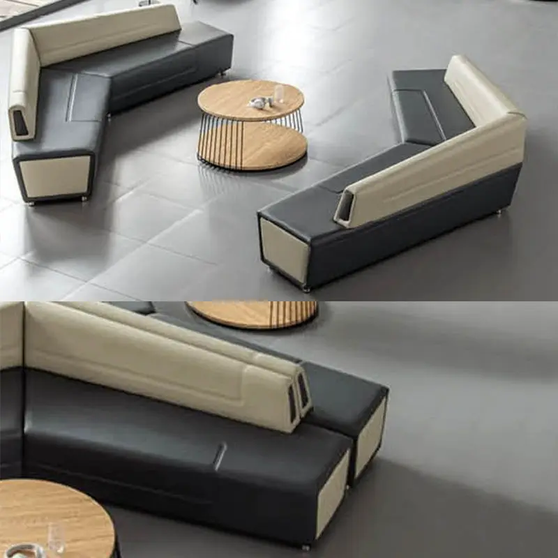 Luxury Leather Modern Modular Reception Sofa Set for Office Hotel Hospital Use Sectional Design with High-Density Sponge — image 2