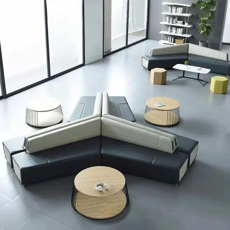 Luxury Leather Modern Modular Reception Sofa Set for Office Hotel Hospital Use Sectional Design with High-Density Sponge — image 3