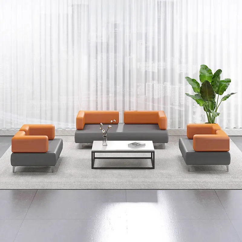 Modern Hotel Office Airport Hospital Lobby Reception Sofa Set Furniture Leather Modular Sectional Office Sofa Set — image 4