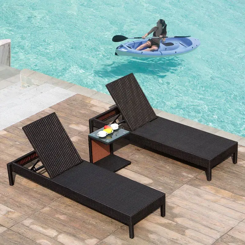 Modern Outdoor Tumbonas Luxurious Wicker Chairs Cozy Outdoor Sun Loungers — view 1
