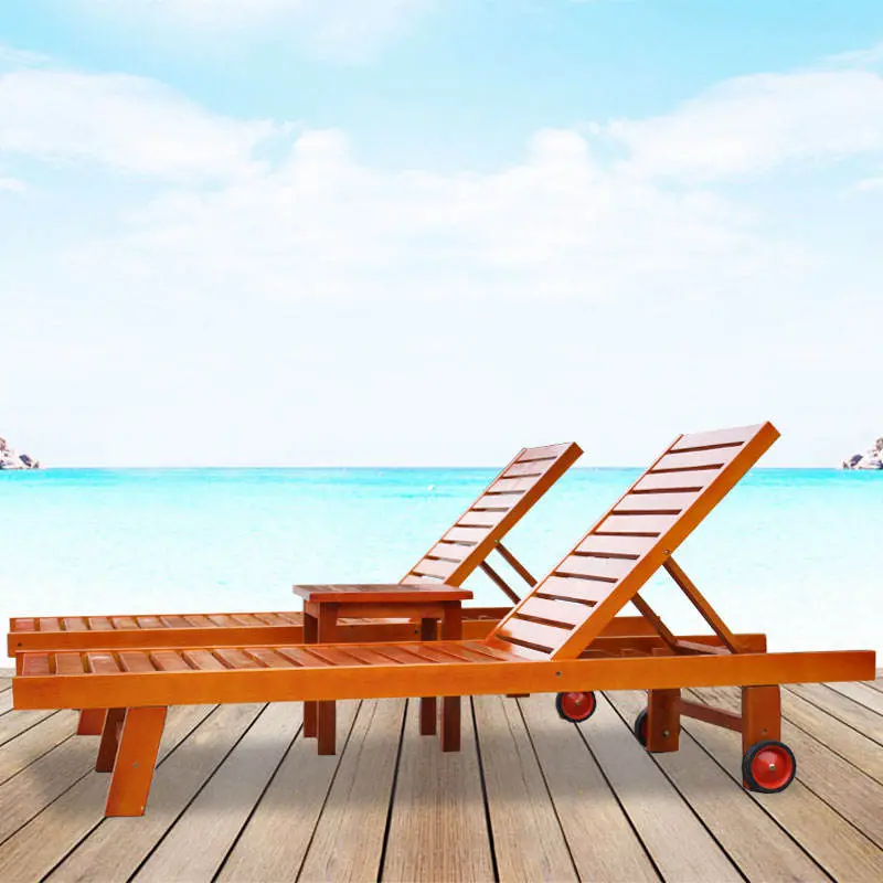 Outdoor Furniture Natural Wood Beach Sun Lounger — image 3
