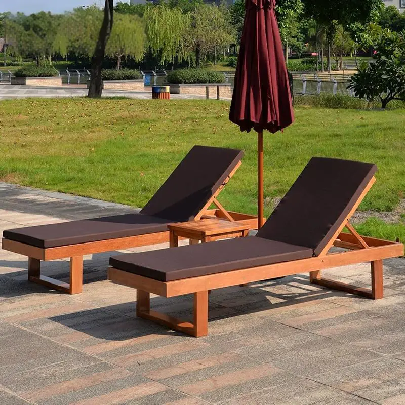 Outdoor Furniture Natural Wood Beach Sun Lounger — image 4