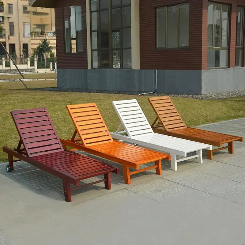 Outdoor Furniture Natural Wood Beach Sun Lounger — image 5