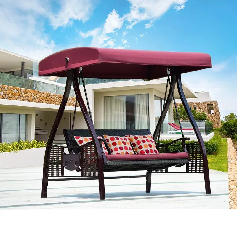 Outdoor and Indoor Durable Garden Rattan Patio Double Swing Chair — view 1