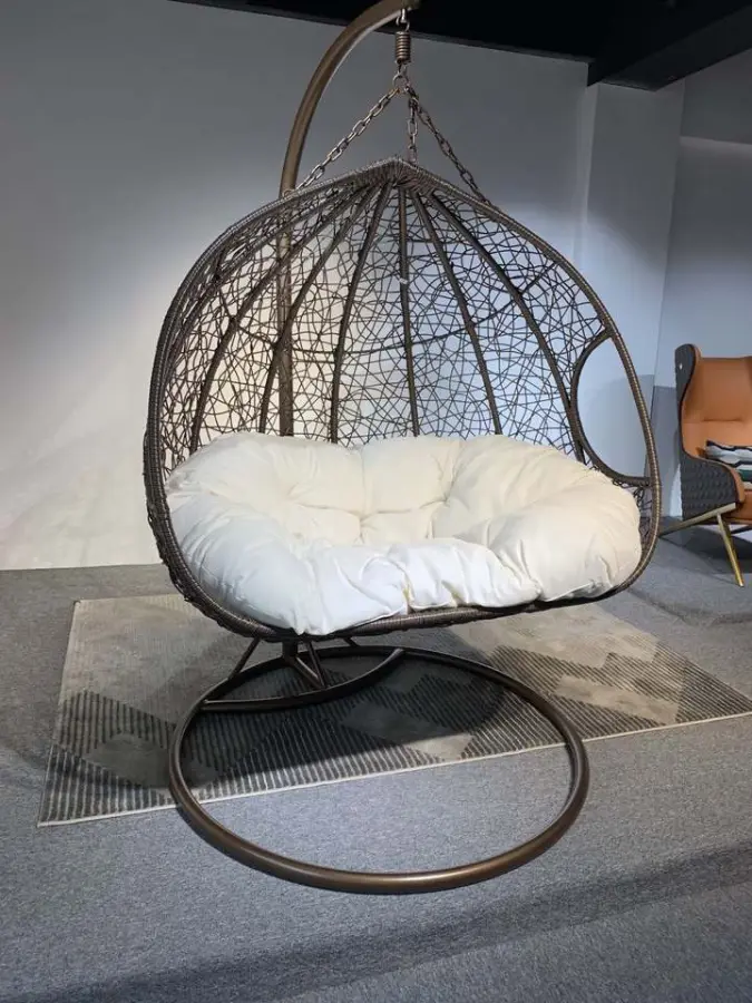 Modern Outdoor Patio Swing Chair Two Seat Patio Swing Wicker Swing Chair China Factory Wholesale Hanging Chair Hanging Basket — image 7